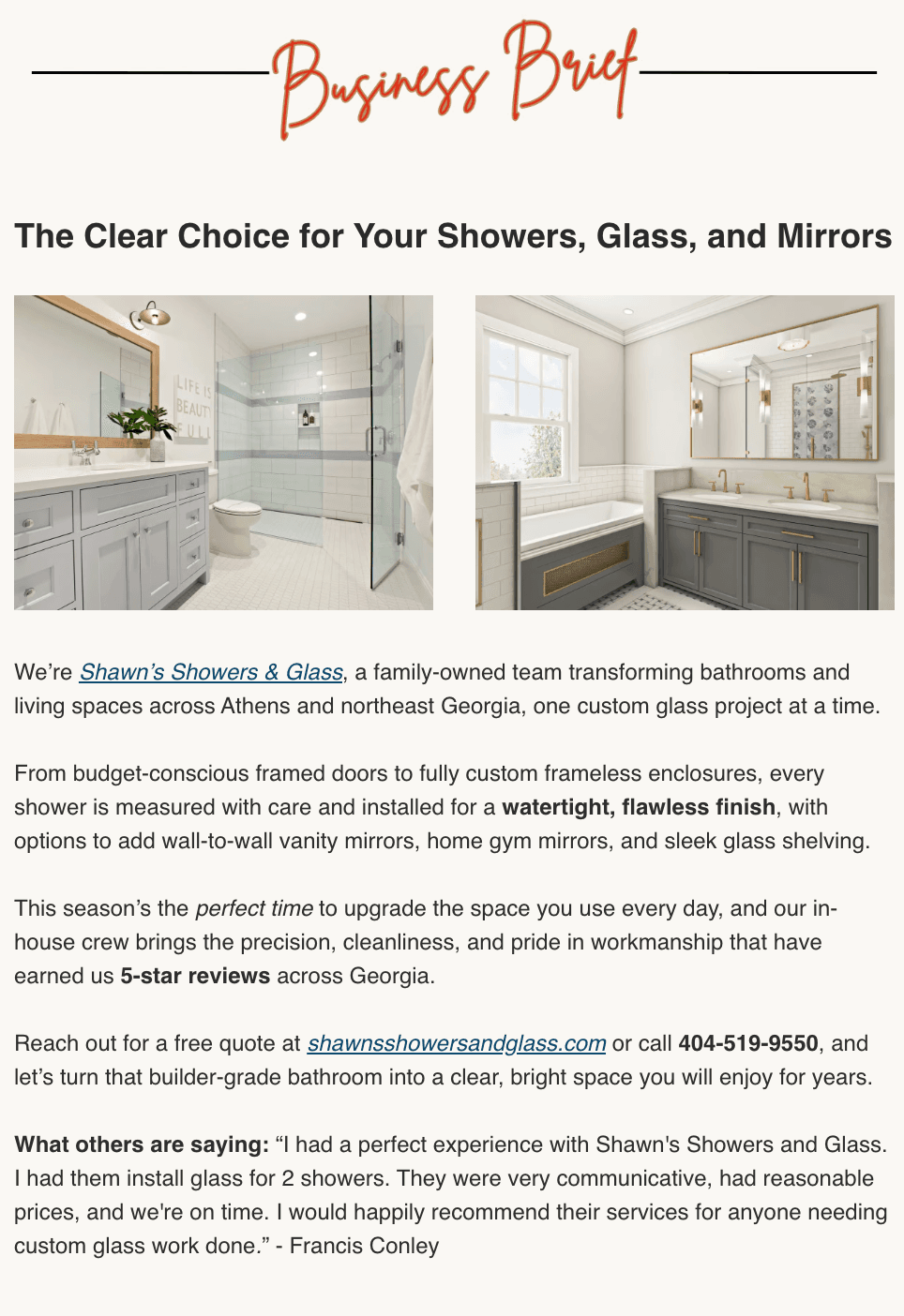 Example Athens Scoop newsletter ad placement