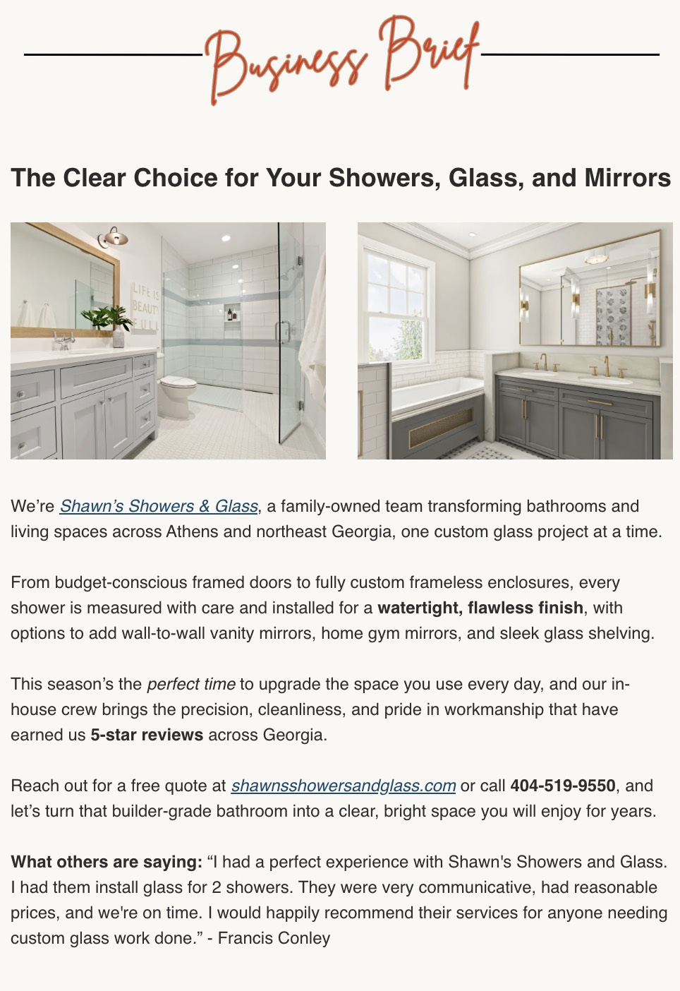 Example Athens Scoop newsletter ad placement